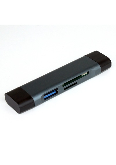 Cr61 5in1 Çift Girişli Otg Kart Okuyucu Hub Type-c & İphone İle Uyumlu Sd, Micro Sd Usb 3.0 Adaptör