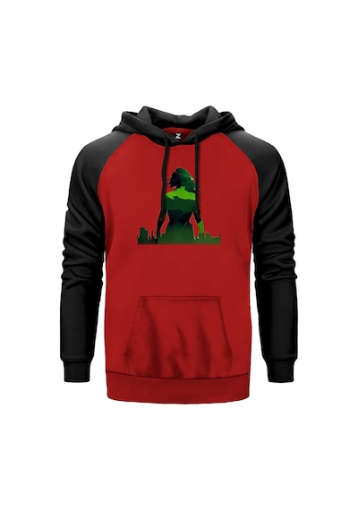 She Hulk City Kırmızı Renk Reglan Kol Sweatshirt Kırmızı