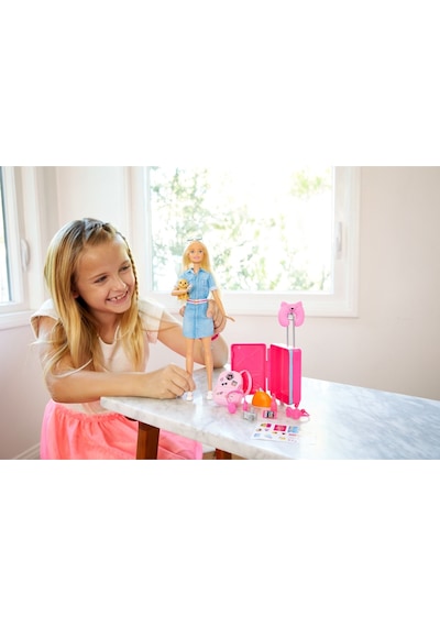 Barbie Seyahatte Bebeği ve Aksesuarları Fwv25
