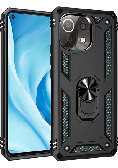 Cosmotex Newface Xiaomi Mi 11 Lite Kılıf Sofya Yüzüklü Silikon Kapak - Siyah