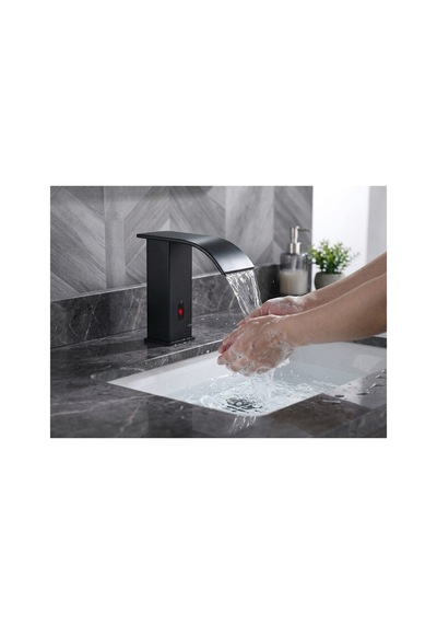 Rena Design Fotoselli Sensörlü Siyah Kare Lavabo Bataryasi Temassiz Otomatik Tasarruflu Modern Musluk