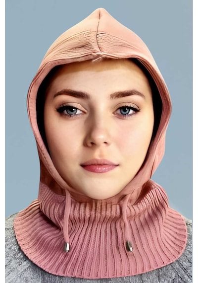 Uniquetrenders Kadın Triko Tesettür Bere Tesettür Başlık Gül Kurusu