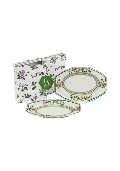 Lucky Art Blassom Bone 2'li Oval Tabak Seti Çok Renkli