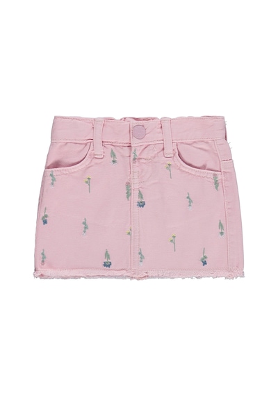 Civil Baby Çiçek Baskılı Denim 6-18 Ay Etek - Pembe Soft Pembe