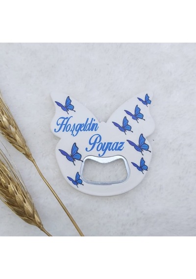 Mavi Kelebek Açacak Magnet 6x6 Cm Uv Erkek Bebek Magnetl 30 Adet