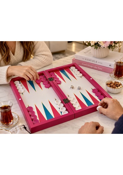 Özel Seri Pembe Ahşap Premium Kaliteli Tavla Takımı, Büyük Boy 50,5x49 Cm, Kalın Kasalı,lüks Ve Modern Tasarım Tavla Seti
