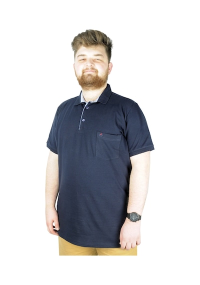 Mode Xl Battal Beden Erkek Tshirt Polo Yaka Cepli Klasik Pike 20552 Lacivert 001
