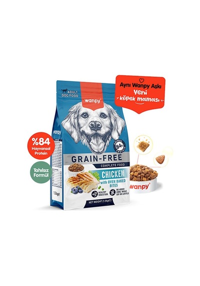 Wanpy With Oven Baked Bites Tavuklu Tahılsız Yetişkin Köpek Maması 1500 G