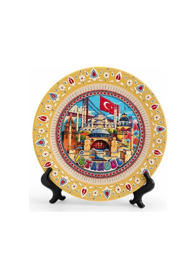 2 Adet Porselen Dekoratif Tabak İstanbul Temalı 15 Cm, Duvar Dekoru Ve Sunum İçin, Decorative Plate