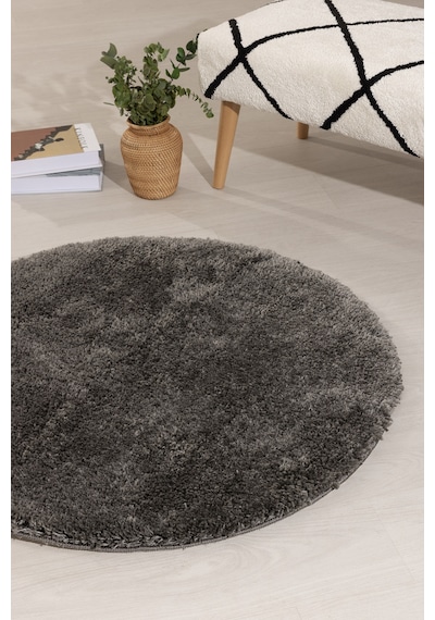 Koza Home Douro Shaggy Banyo Paspası Füme Kaydırmaz Taban Daire 100 X 100 C Füme