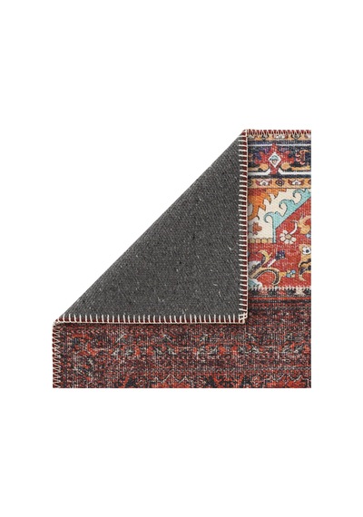 Cool Halı Patchwork Kırmızı Kiremit Vintage Eskitme Bohem Şönil İnce Halı Salon Oturma Odası Halısı
