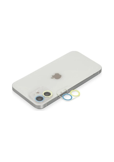 Apple İphone 11 Uyumlu Renkli Kamera Lens Koruma Cam - Sarı-mavi