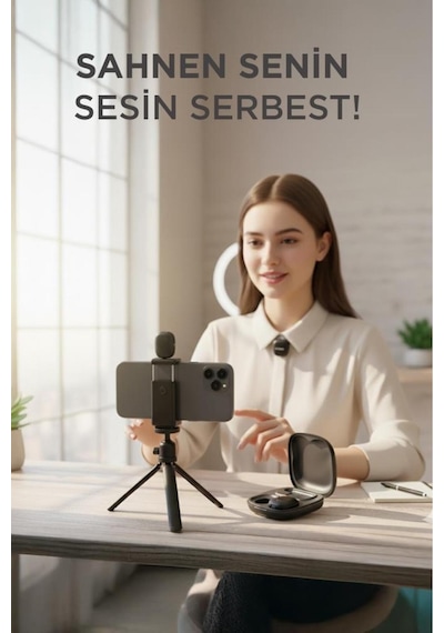 02 Siyah Aı Destekli Anc Gürültü Önleyici Şarj Kutulu Kablosuz Yaka Mikrofonu
