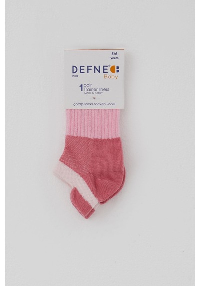 Defne Baby Kız Çocuk Spor Patik Çorap Blok Desenli 5-12 Yaş, Pembe