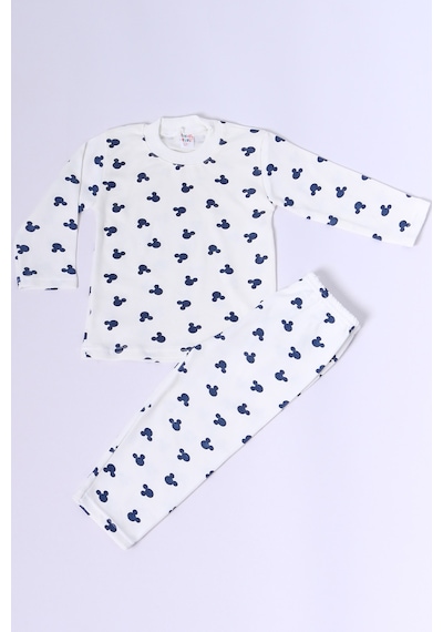 Hçm Bebek Pamuk Pijama Takımı Tenkli Baskılı Bisiklet Yaka A2 Lacivert