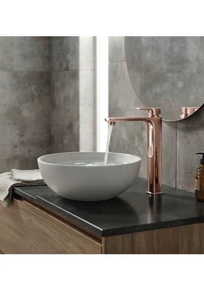 Lüx Kare Rose Gold Çanak Lavabo Bataryası