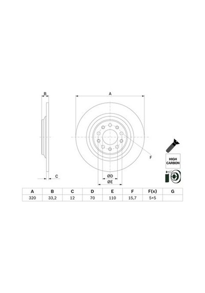 Jeep Cherokee Kl 2.0jtd 2014-2018 Bosch Arka Disk 320mm 2 Adet