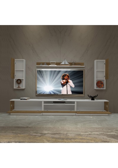 Decoraktiv Trendstyle 270da Mdf Tv Ünitesi Tv Sehpası - Beyaz Pera Beyaz - Meşe