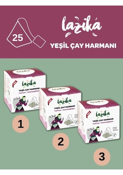 3'lü Set Yeşil Harman Yayla Çiçeği Çayı 3 37,5 G 25'li Pla Piramit Poşet- Doğal İçerikli Kaynağı