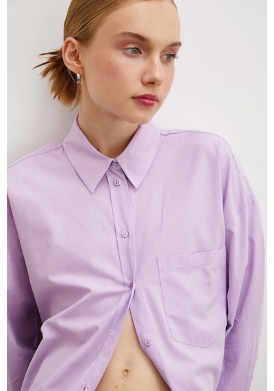 Never More Regular Fit Poplin Gömlek Lila