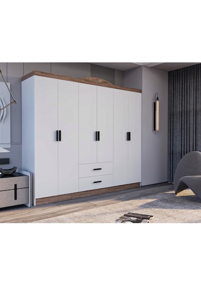 Bianca 6 Kapılı 2 Çekmeceli Gardrop Geniş Dolap & Elbise Dolabı Atlantik Çam & Beyaz Atlantik Çam - Beyaz Bianca 6 Kapılı 2 Çekmeceli Gardrop Geniş Dolap & Elbise Dolabı Atlantik Çam & Beyaz Atlantik Çam - Beyaz