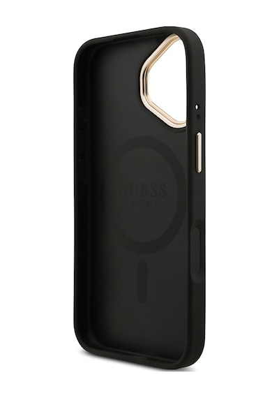 Apple Uyumlu iPhone 17  Kılıf Guess Lisanslı M-safe Özellikli 4g Metal Büyük Logolu Kartlıklı Kapak Siyah Siyah