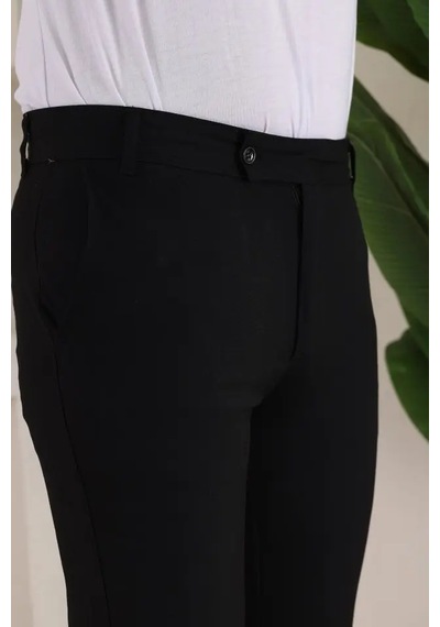 Erkek Slim Fit Dilli Kumaş Pantolon Siyah