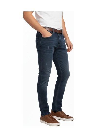 Erkek Silim Fit Jeans Tırnak Eskitme Model Pantolon 311 Bgl-st04975 Koyu Mavi