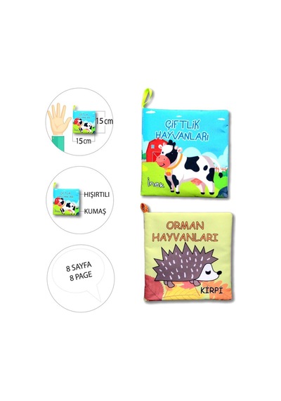 2 Kitap Tox Çiftlik Hayvanları ve Orman Hayvanlar Kumaş Sessiz Kitap