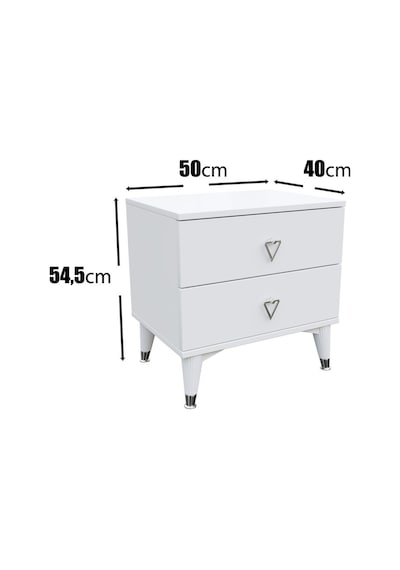 Simple 2 Çekmeceli Komodin Smp5002 Beyaz Gümüş