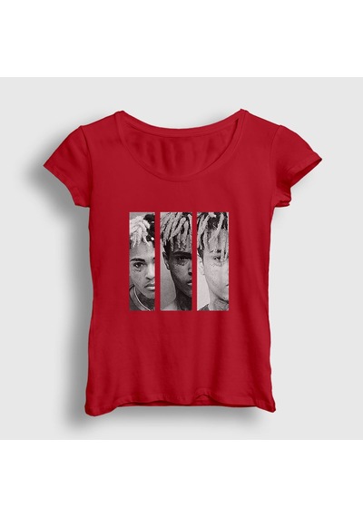Presmono Kadın Three Xxxtentacion T-shirt Kırmızı