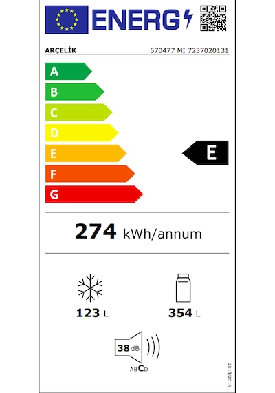 Arçelik 570477 MI 477 L Üstten Donduruculu Buzdolabı