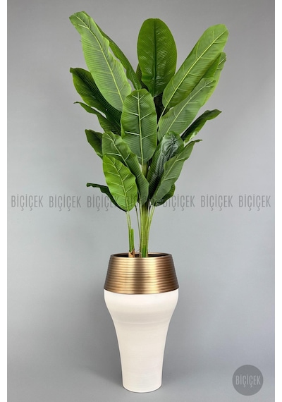 Biçiçek Yapay Starli̇ce 230 Cm Bambu Gövdeli̇ 22 Yapraklı Krem Gold Cleopatra Saksıda