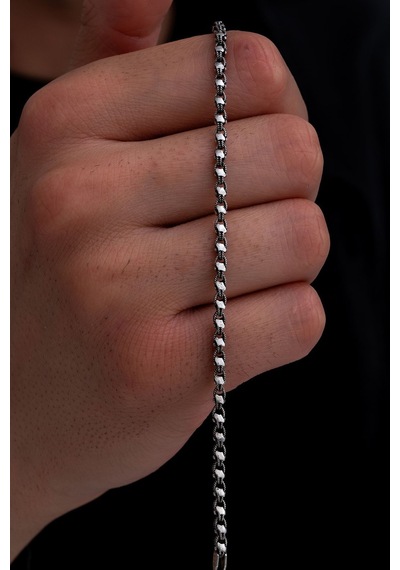 3mm Pullu Arnavut Zinciri Erkek 925 Ayar Gümüş Bileklik