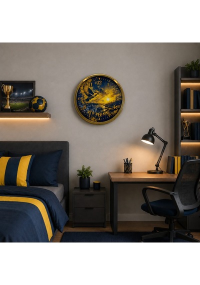 Gold Efsane Kanatlar Taraftar Temalı 40 X 40 Cm Metal Duvar Saati
