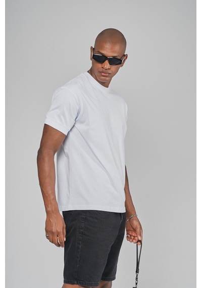 King Brich Slim Fit Kalıp Kolu Ribanalı Basic %100 Pamuklu Tişört Beyaz
