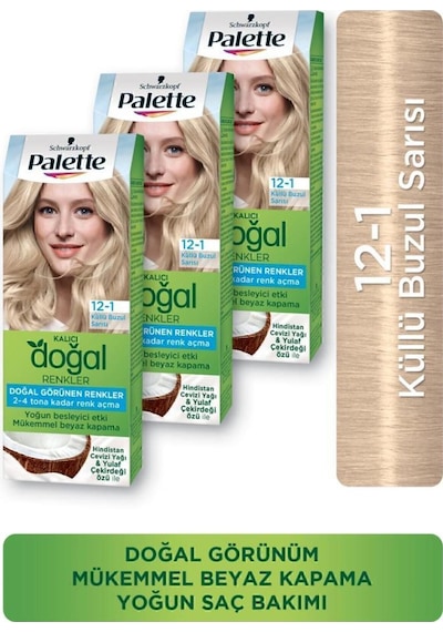 Palette Kalıcı Doğal Renkler Saç Boyası 12 - 1 Küllü Buzul Sarısı X