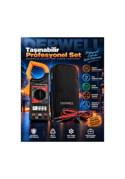 Dt - 266 Profesyonel Dijital Pens Multimetre Akım Ölçer 266 Clamp Meter Voltaj Direnç Ölçüm Cihazı Avometre Elektrikçi Test Aleti Lcd Ekranlı Veri Sabitleme Özellikli Ölçü Aleti