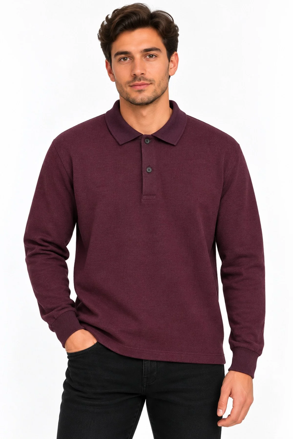 Neco Giyim Erkek Polo Yaka Regular Fit Klasik Kesim Selanik Kumaş Kazak Sweatshirt Şık Günlük Basic Üst Giyim Bordo Neco Giyim Erkek Polo Yaka Regular Fit Klasik Kesim Selanik Kumaş Kazak Sweatshirt Şık Günlük Basic Üst Giyim Bordo