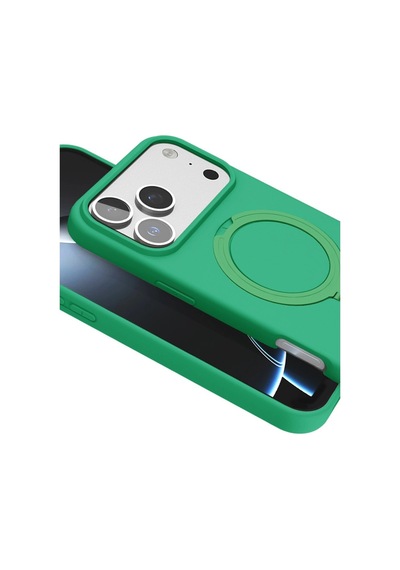 Apple iPhone Uyumlu 17 Pro Regal Magsafe Standlı Kapak - Yeşil İtdark50350