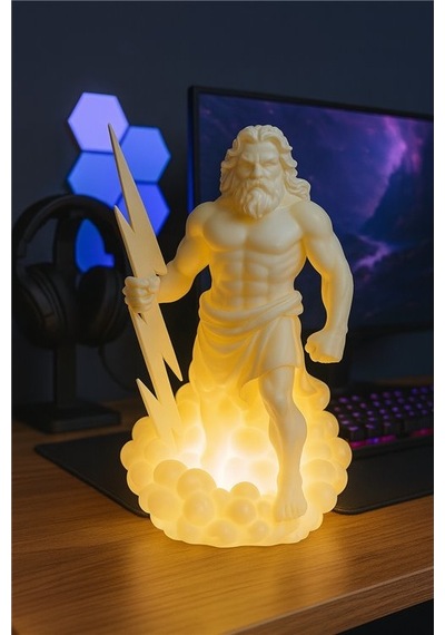 Zeus Masa Lambası Mitolojik Dekoratif Gece Lambası - Ev Ve Ofis İçin Gold