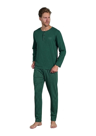 Pijadore Erkek %100 Pamuk Süprem Mevsimlik Uzun Kollu Pijama Takımı 1931 Yeşil