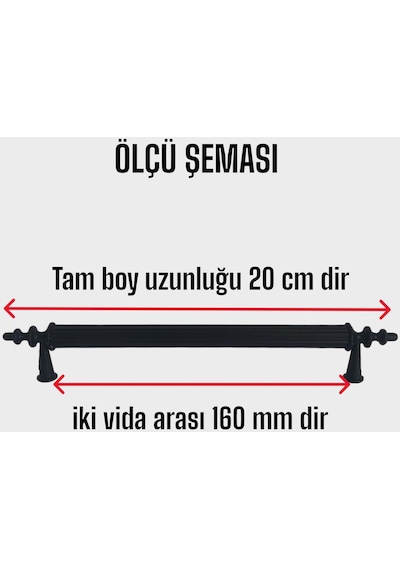 Erciyes Kulp Siyah 160 Mm Kulp Mobilya Mutfak Dolabı Çekmece Dolap Kapak Kulpu Kulbu Metal Kulpları