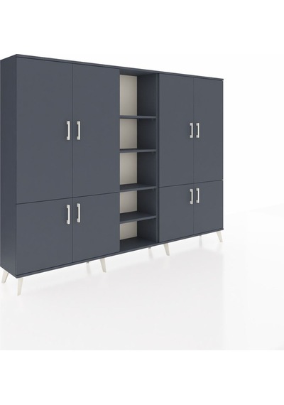 Arges Dolap 14 Raflı 8 Kapaklı 220x30x163 Antrasit-antrasit Antrasit - Antrasit Arges Dolap 14 Raflı 8 Kapaklı 220x30x163 Antrasit-antrasit Antrasit - Antrasit