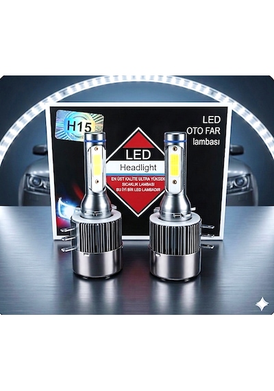 Fıat Egea Uyumlu Gündüz Farı H15 Beyaz Led Xenon Far Ampulü 8000 Lümen 2 Adet