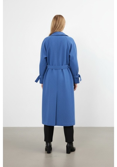Durivya Oversize Kaşe Kaban Saks Mavi
