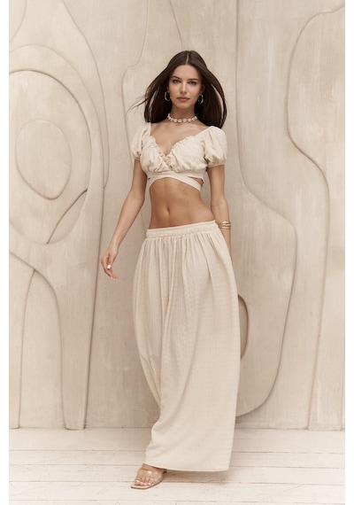Mai Collection Mai Studios Co. Indriya Bej Crop Etek Takım Bej