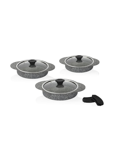 Taç Granit Plus Silikon Saplı 3lü Gri Sahan Seti Tac-3182