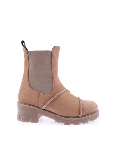 Dgn Md1563 Kadin Silver Taşli Strech Detayli Bot Nude Süet