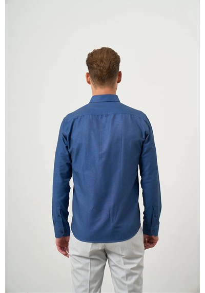 Morven Erkek Lacivert Oxford Slim Fit Düğmeli Yaka Gömlek 99ms004001200 Lacivert